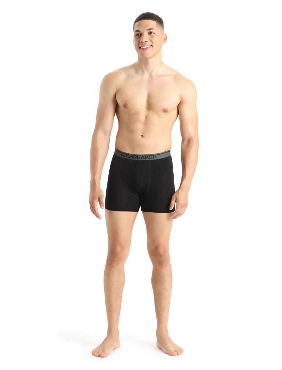 Men's Icebreaker Merino Anatomica Boxers Underwear Black | CA 1630BEXC